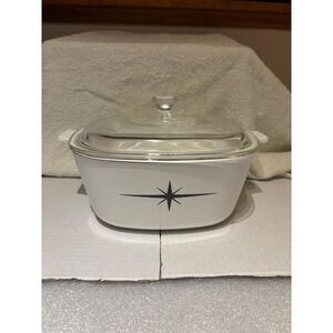 6x8 Corning Ware Black Platinum Atomic Star Casserole with Lid